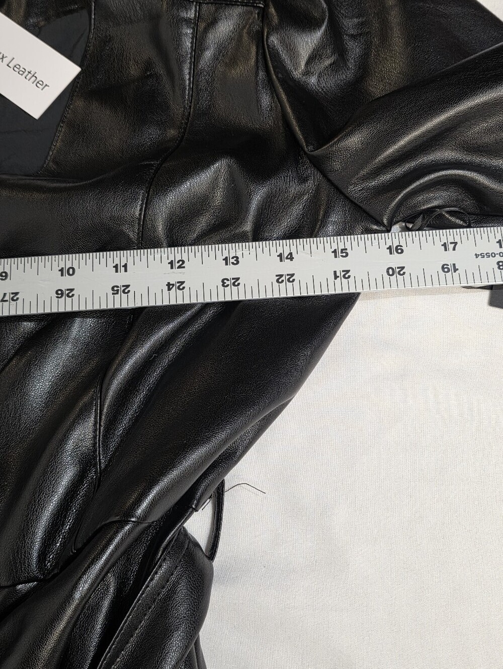 House of Harlow 1960 Black Faux-Leather Midi Belted Ruched Dress Size XS - Picture 10 of 14